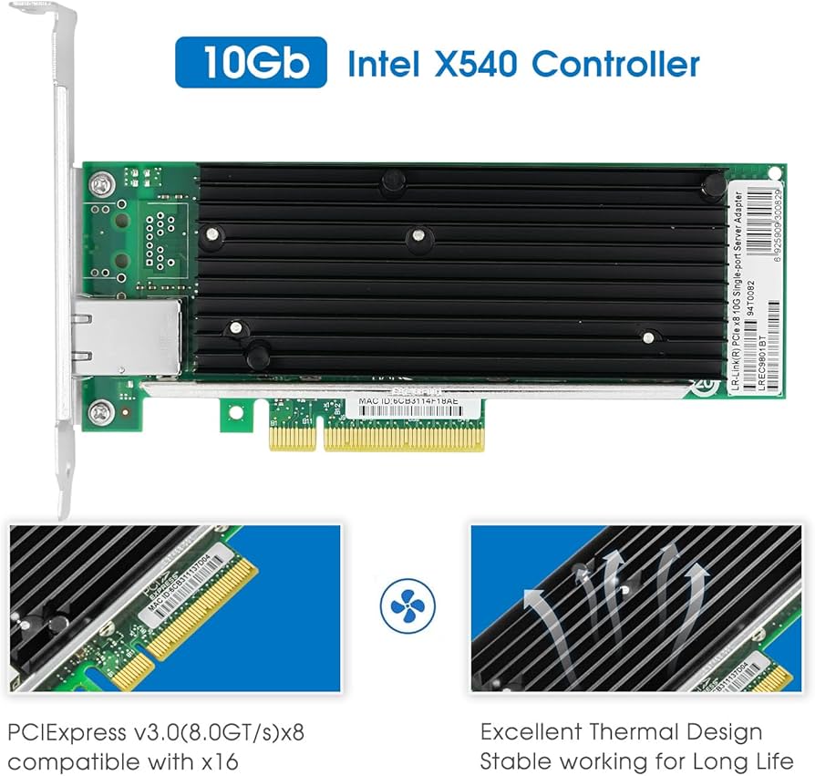 Amazon | 10Gb PCI-E NICネットワークカード、Intel X540-T1